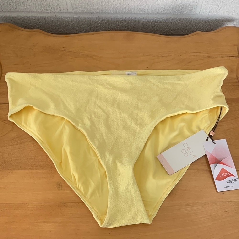 Calia by Carrie Underwood yellow XL swim bottoms mid rise moderate coverage NWT